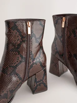 Boots|Next - Forever Comfort® Square Toe Block Heel Ankle Boots Chocoladebruin Slang