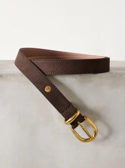 Ceintuurs*Next - N. Premium Made In Italië riem met gemiddelde breedte Chocoladebruin suède
