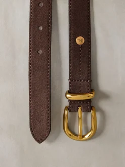 Ceintuurs*Next - N. Premium Made In Italië riem met gemiddelde breedte Chocoladebruin suède