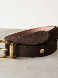Ceintuurs*Next - N. Premium Made In Italië riem met gemiddelde breedte Chocoladebruin suède