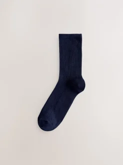 Sokken En Panty's*Next - 4 Paar geribbelde enkelsokken Chocoladebruin/blauw