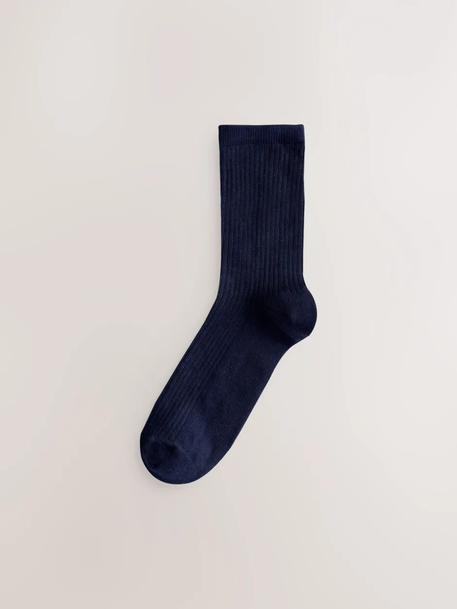 Sokken En Panty's*Next - 4 Paar geribbelde enkelsokken Chocoladebruin/blauw
