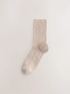 Sokken En Panty's*Next - 4 Paar geribbelde enkelsokken Chocoladebruin/blauw
