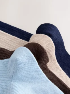 Sokken En Panty's*Next - 4 Paar geribbelde enkelsokken Chocoladebruin/blauw