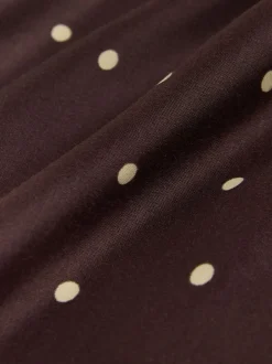 Rokken|Next - Satijnen midirok Chocoladebruin/Crème met stippen