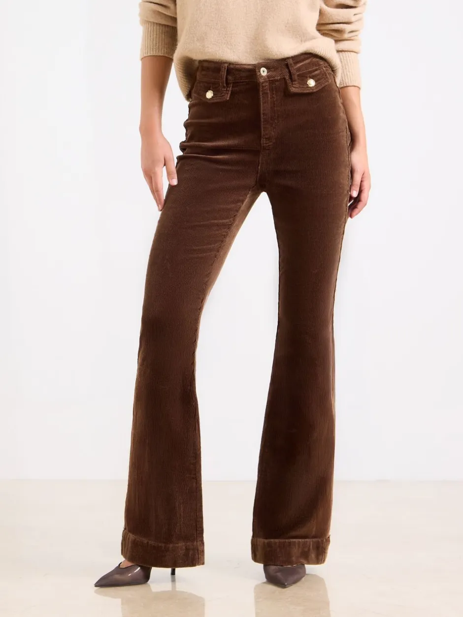 Jeans*Lipsy - Glam jeans met wijde pijpen Chocoladebruine corduroy