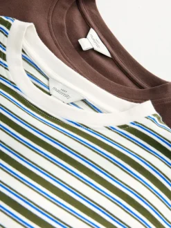 Moederschap*Next - Maternity Nursing T-Shirts 2 Pack Chocolate Brown and Green Stripe