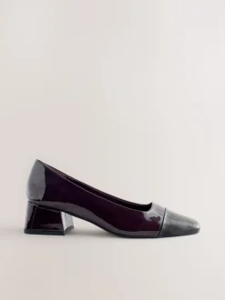 Schoenen Met Hakken*Next - Forever Comfort® Toe Cap Low Block Court Heels Chocolate Brown Patent