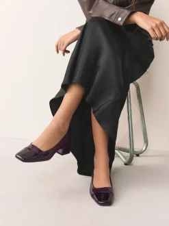 Schoenen Met Hakken*Next - Forever Comfort® Toe Cap Low Block Court Heels Chocolate Brown Patent