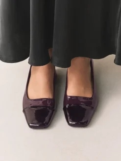 Schoenen Met Hakken*Next - Forever Comfort® Toe Cap Low Block Court Heels Chocolate Brown Patent