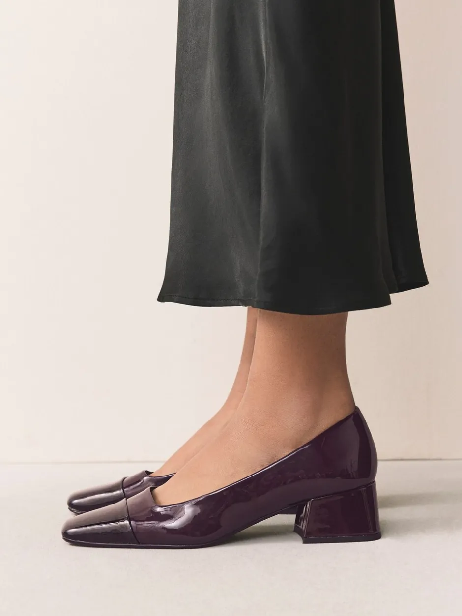 Schoenen Met Hakken*Next - Forever Comfort® Toe Cap Low Block Court Heels Chocolate Brown Patent