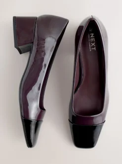 Schoenen Met Hakken*Next - Forever Comfort® Toe Cap Low Block Court Heels Chocolate Brown Patent