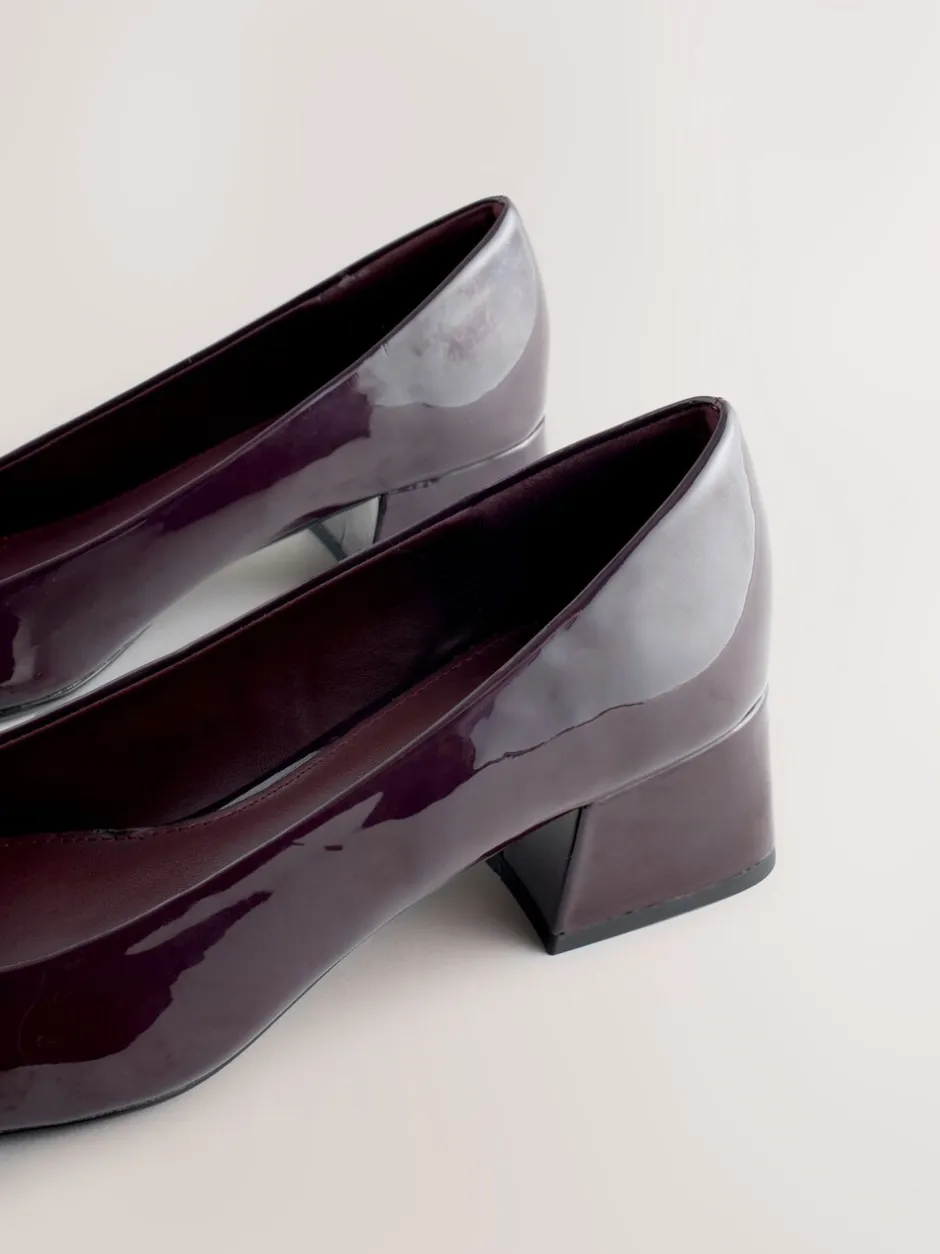 Schoenen Met Hakken*Next - Forever Comfort® Toe Cap Low Block Court Heels Chocolate Brown Patent