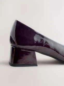 Schoenen Met Hakken*Next - Forever Comfort® Toe Cap Low Block Court Heels Chocolate Brown Patent