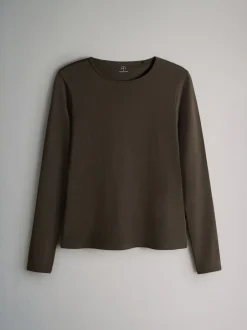 Tops En T-Shirts|The Set - - 7 T-shirts met lange mouwen en ronde hals Chocolate Brown/ Taupe Brown/ Light Brown/ Neutral