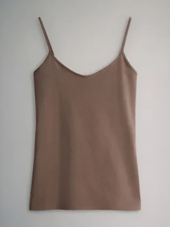 Tops En T-Shirts*The Set - 7 pakken dunne bandvest Tops Chocolate Brown/Cream/White/Blues