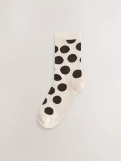 Sokken En Panty's*Next - Set van 5 paar enkelsokken Chocolate Brown/White Spot