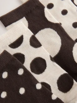 Sokken En Panty's*Next - Set van 5 paar enkelsokken Chocolate Brown/White Spot