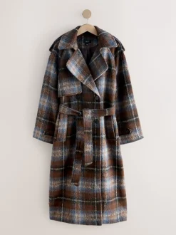 Jassen En Jacks|Next Chocoldebruin geruit - Trenchcoat