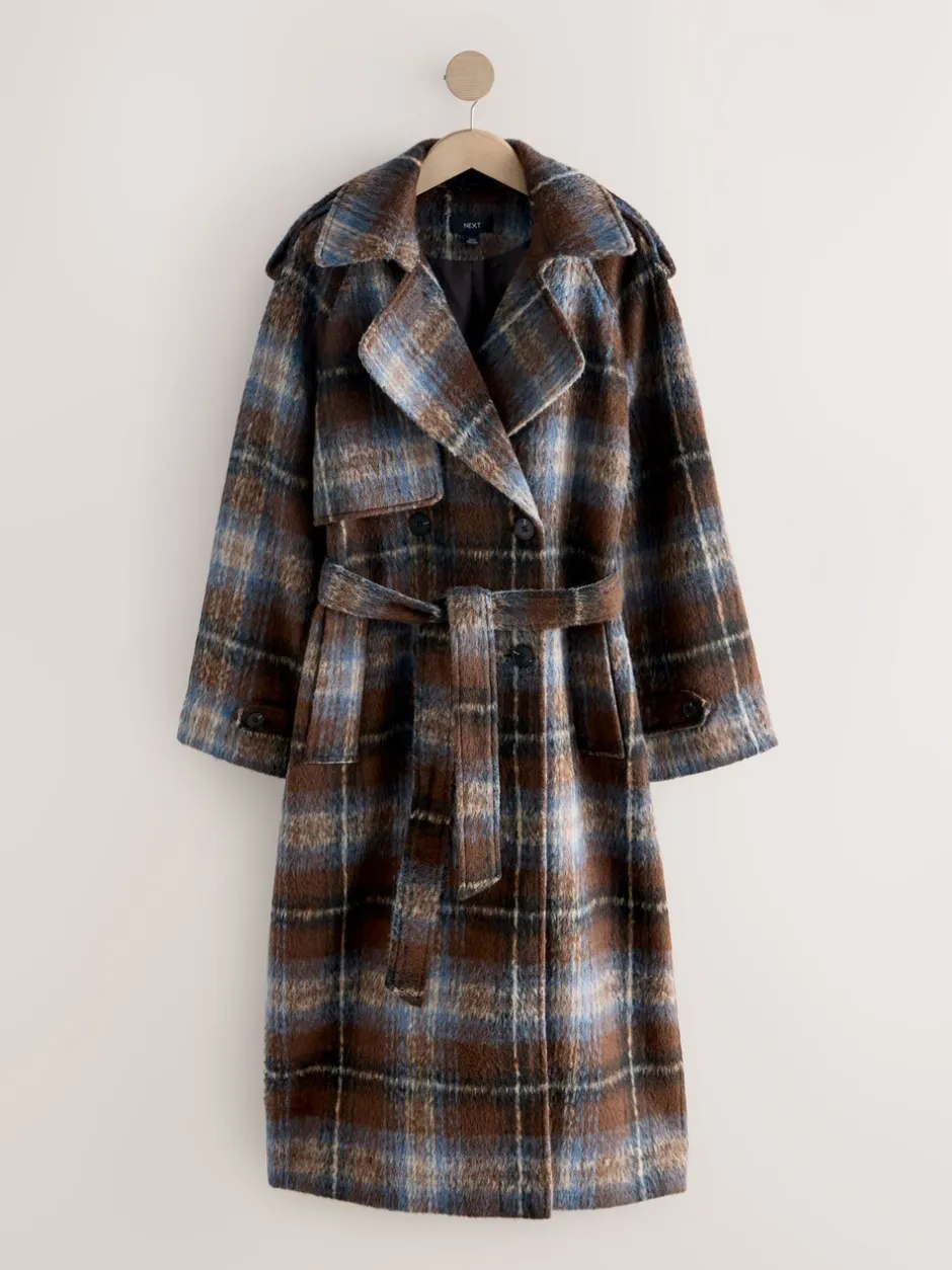 Jassen En Jacks|Next Chocoldebruin geruit - Trenchcoat