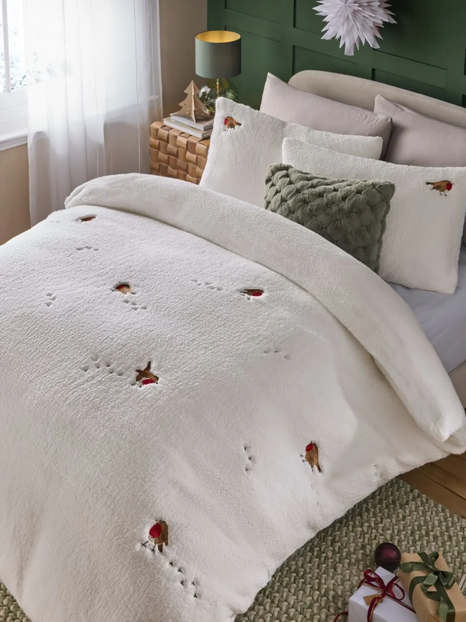 Beddengoedsets En Dekbedovertrekken*Next Christmas Robin fleece dekbedovertrek en kussensloop