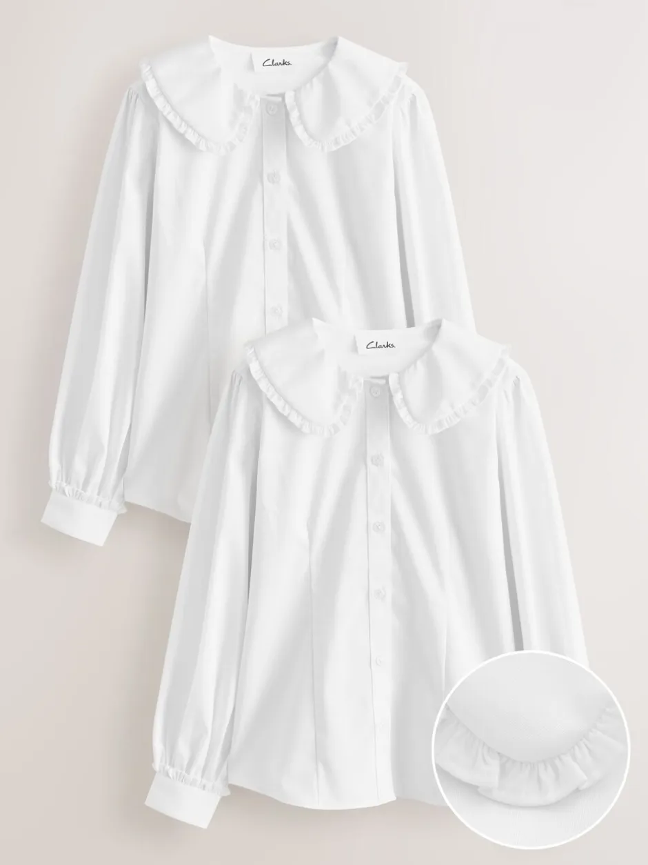 Overhemden En Blouses|Clarks Kraag Lange Mouw Schoolshirts 2 Pack