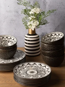 Eetservies En Pastaschalen*Code Maison 12 Piece Inari Dinner Set Zwart