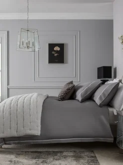 Beddengoedsets En Dekbedovertrekken|Next Collection Luxe 600-draads 100% katoensatijnen luxe dekbedovertrek- en kussensloopset Grijs