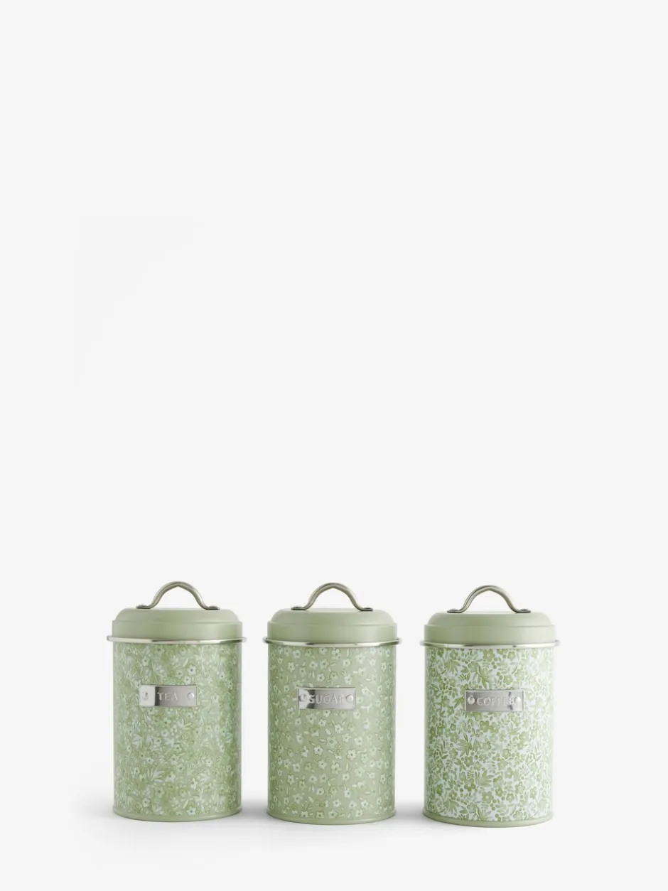 Keukenopslag*Next Cordelia - Set van 3 ditsy gebloemde bewaarbussen Grijs-groen