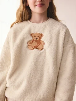 Nachtkleding En Pyjama's|Pyjama's*Next Cream Bear Applique - Fleece Pyjamas Set (12mths-16yrs)