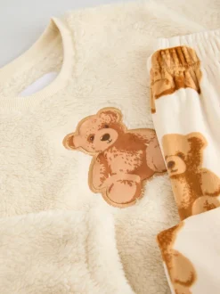 Nachtkleding En Pyjama's|Pyjama's*Next Cream Bear Applique - Fleece Pyjamas Set (12mths-16yrs)