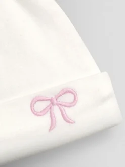 Mutsjes En Antikrabwantjes|Mutsen, Handschoenen En Sjaals*Jojo Maman Bébé - Organic Cotton Appliqué Baby Hat Cream Pretty Bow
