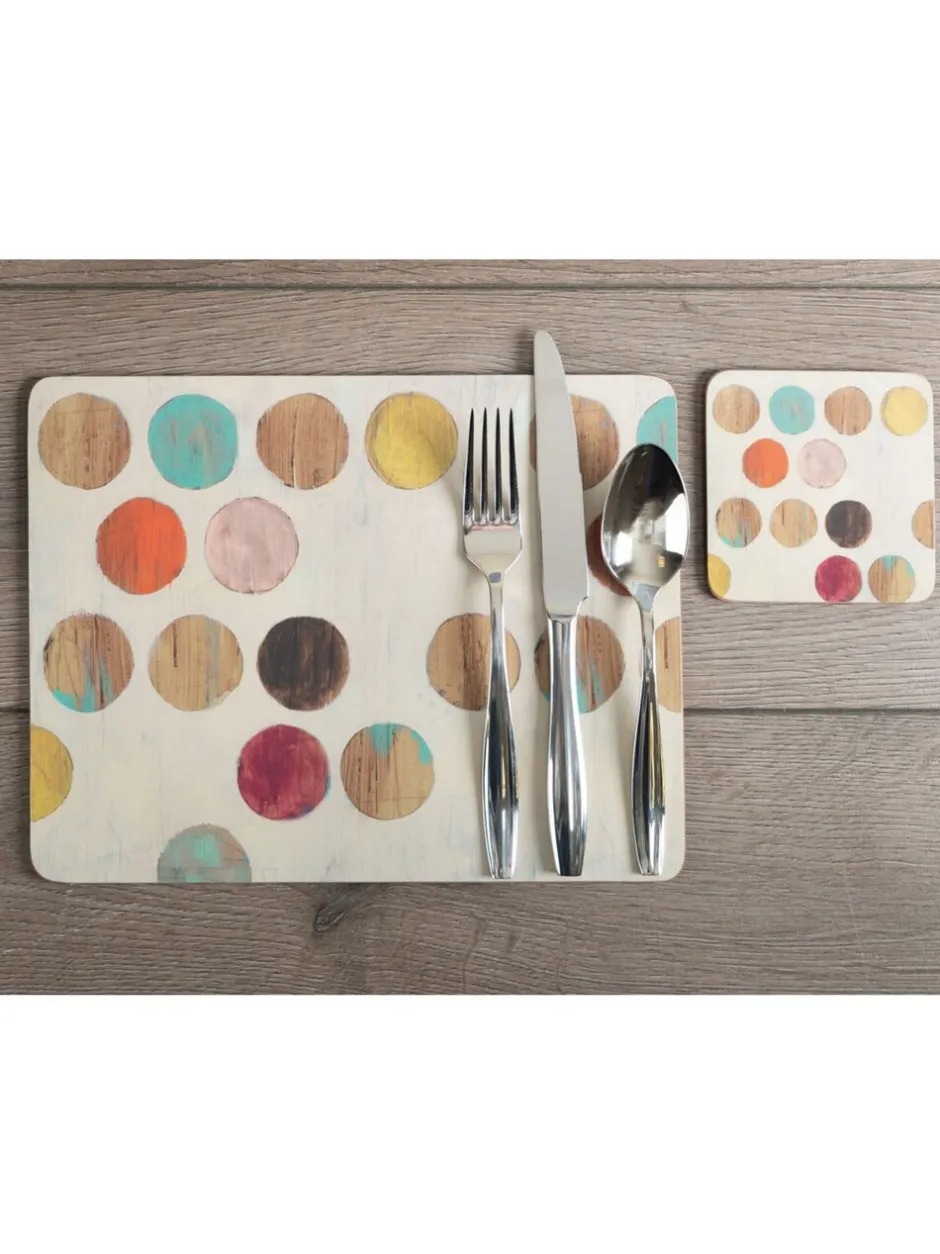 Tafellinnen En Placemats *Creative Tops Set van 4 grote placemats met kurken achterkant en retro kunst