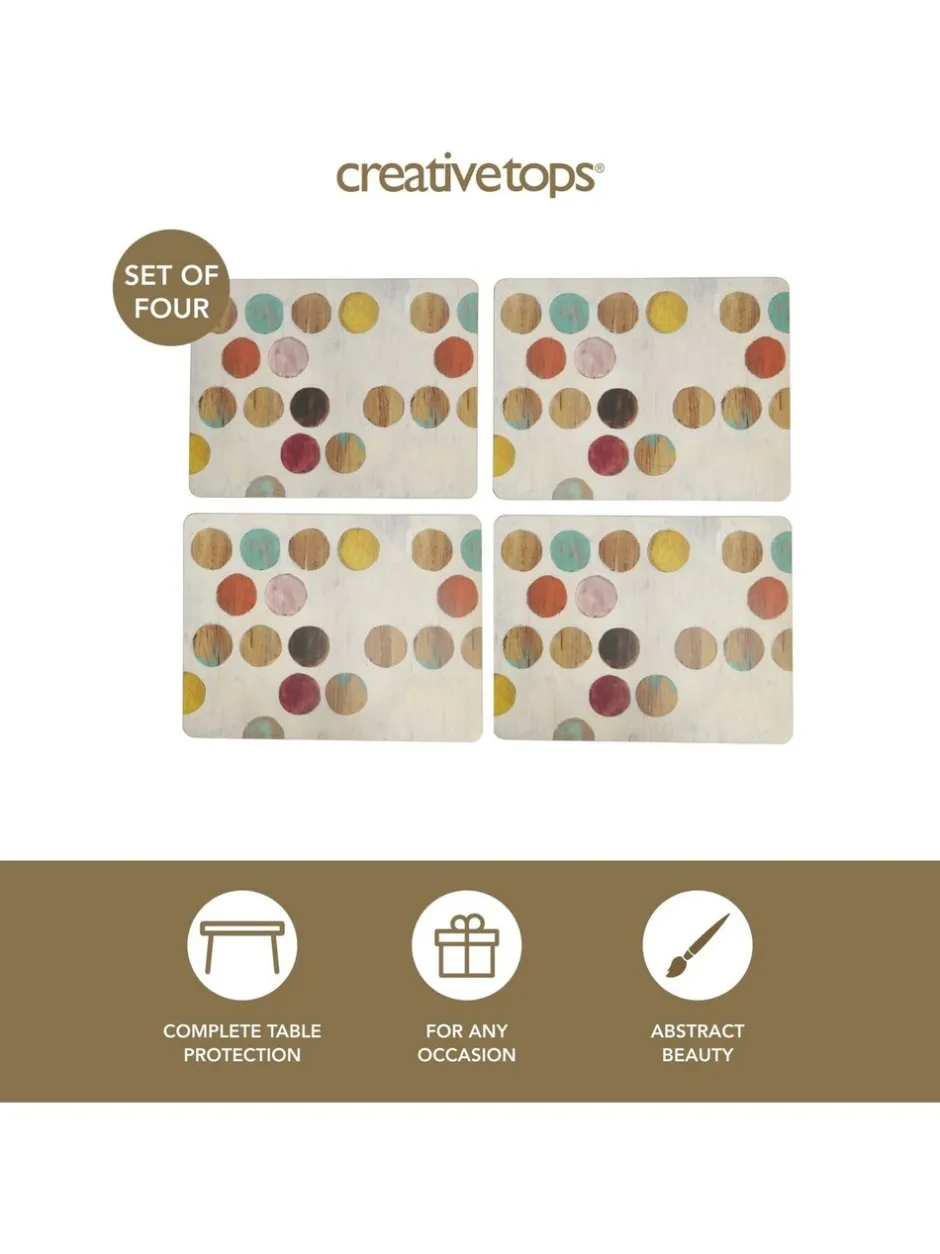 Tafellinnen En Placemats *Creative Tops Set van 4 grote placemats met kurken achterkant en retro kunst