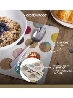 Tafellinnen En Placemats *Creative Tops Set van 4 grote placemats met kurken achterkant en retro kunst