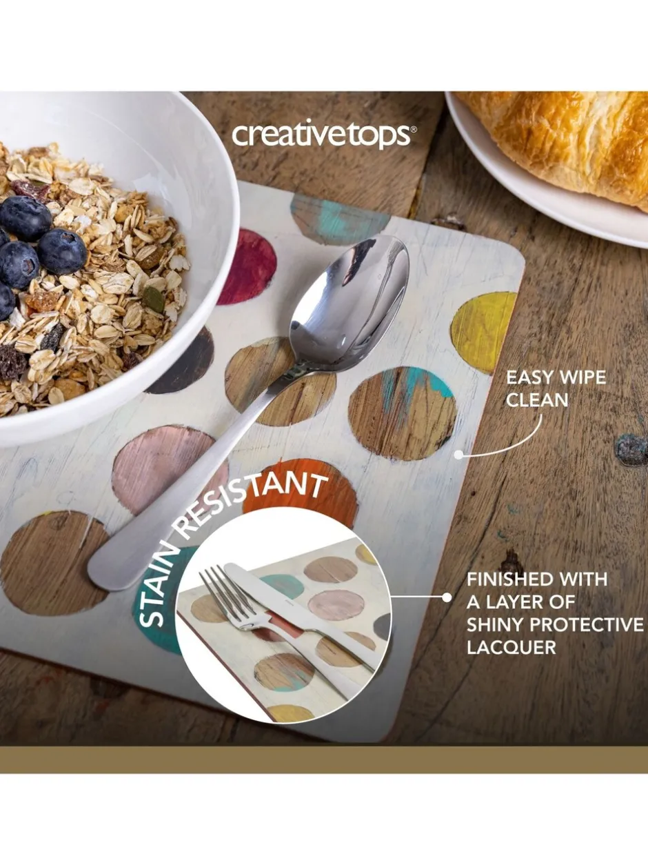 Tafellinnen En Placemats *Creative Tops Set van 4 grote placemats met kurken achterkant en retro kunst
