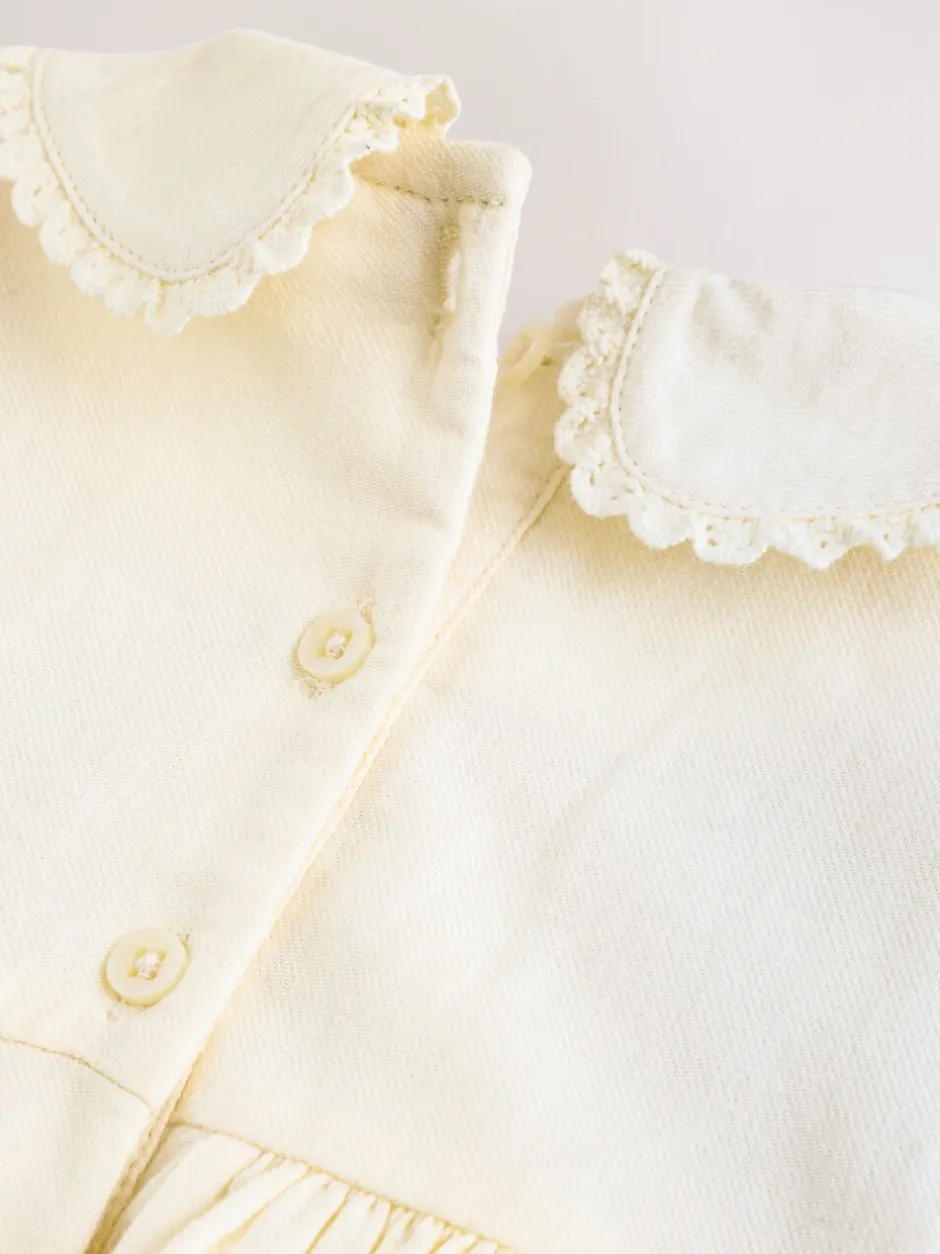 Jurken|Jurken|Next Crème - Baby Embroidered Long Sleeve Dress and Knickers Set 2 Piece (0mths-2yrs)