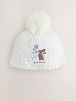 Mutsjes En Antikrabwantjes|Mutsen, Handschoenen En Sjaals|Next Crème - Baby geborduurde konijnenfiguur hoed (0mnd -2jr)