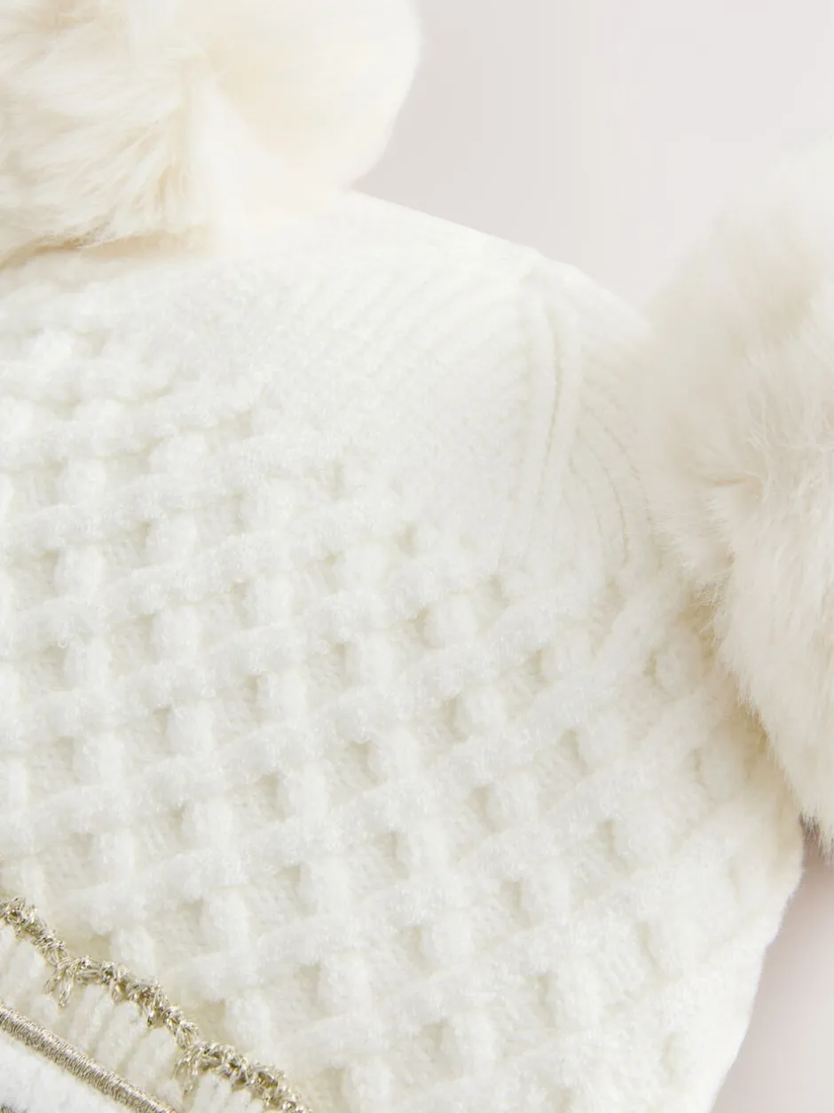 Mutsjes En Antikrabwantjes|Mutsen, Handschoenen En Sjaals*Baker by Ted Baker - - Set van muts met dubbele pompon en oren en wanten voor meisjes Crème