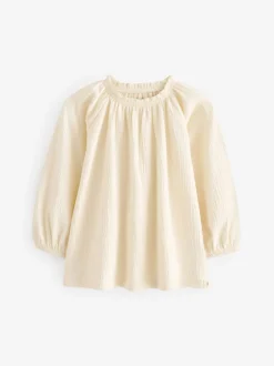 Overhemden En Blouses*Next - Blouse met lange mouwen en geplooide hals (3mnd-7jr) Crème