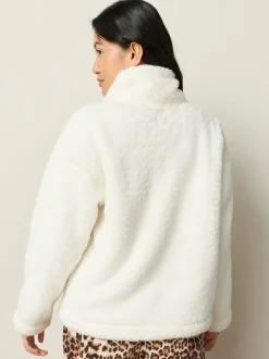 Hoody's En Sweatshirts*Next Crème - Borg fleece met korte rits
