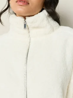 Hoody's En Sweatshirts*Next Crème - Borg fleece met korte rits