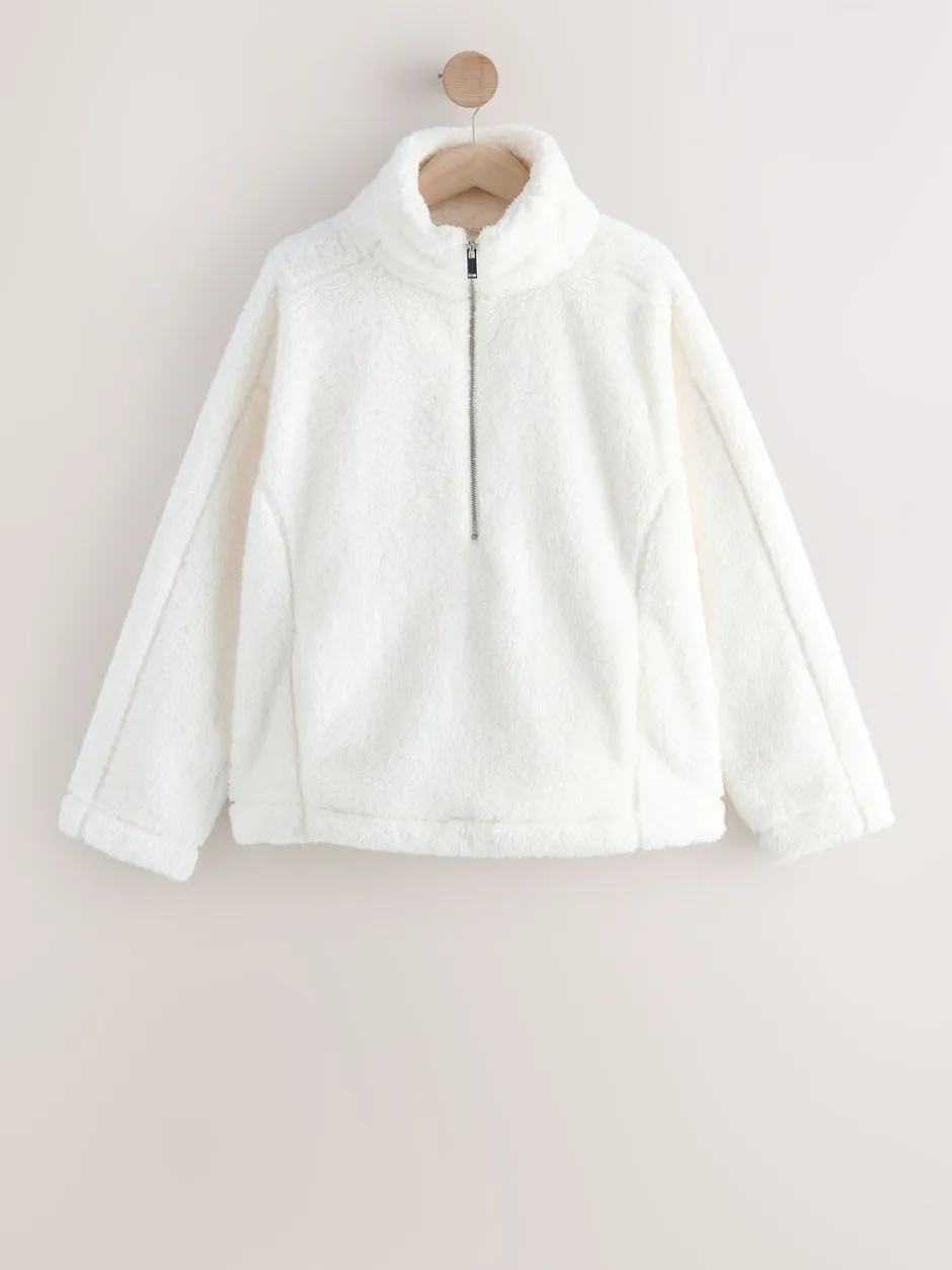 Hoody's En Sweatshirts*Next Crème - Borg fleece met korte rits