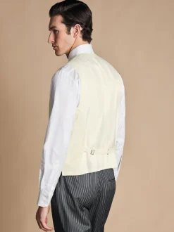 Vesten|Charles Tyrwhitt - Morning V2 kostuum met verstelbare pasvorm: herenvest Crème