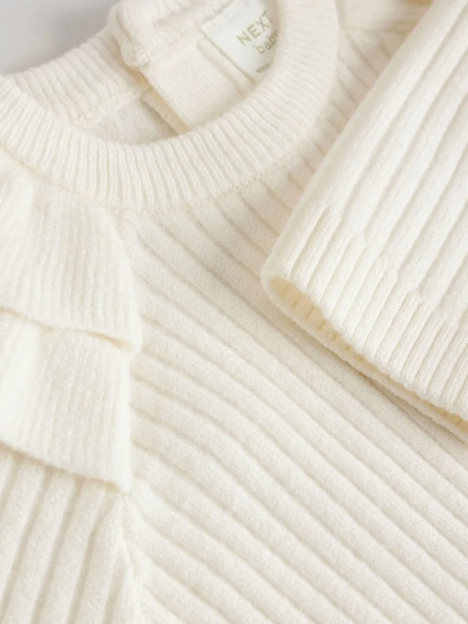 Sets En Combisets|Truien En Breisels*Next Crème - Gebreide babytrui en leggings set 2 -delig (0mnd -3jr)