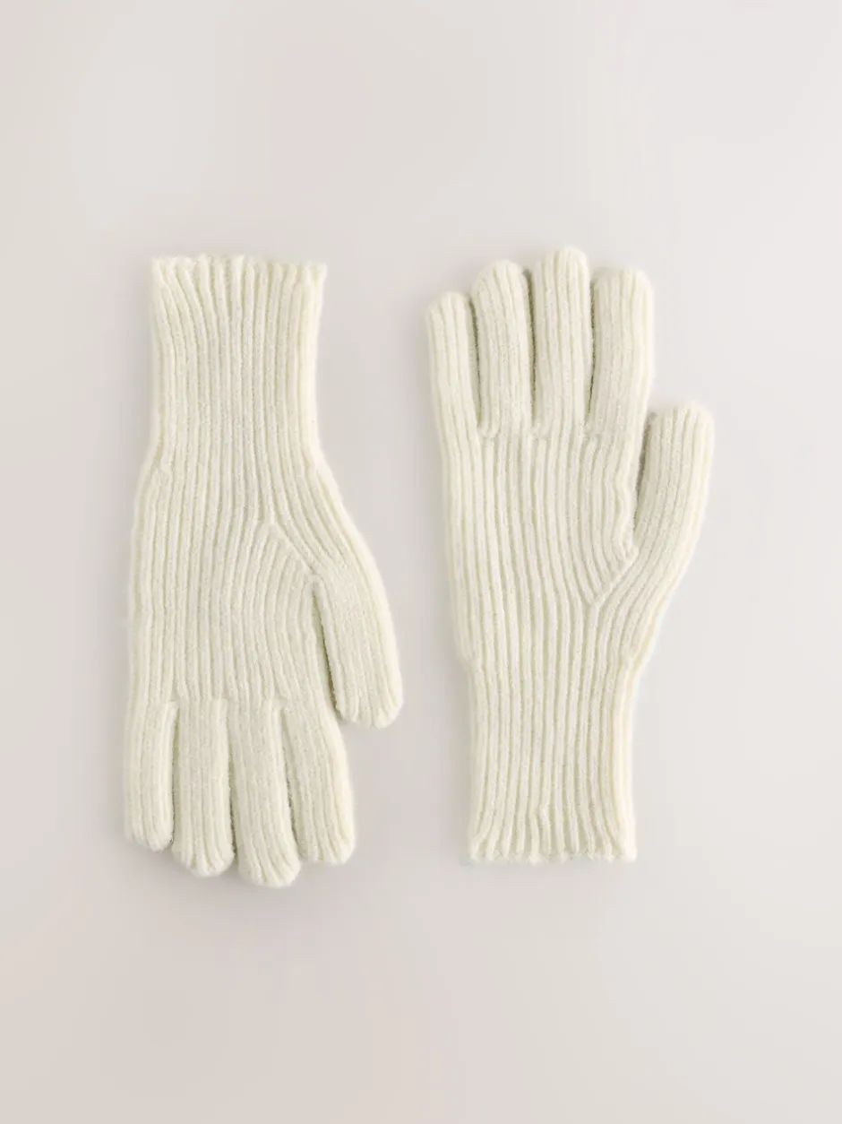 Mutsen, Handschoenen En Sjaals*Next - Geribbelde gebreide handschoenen Crème