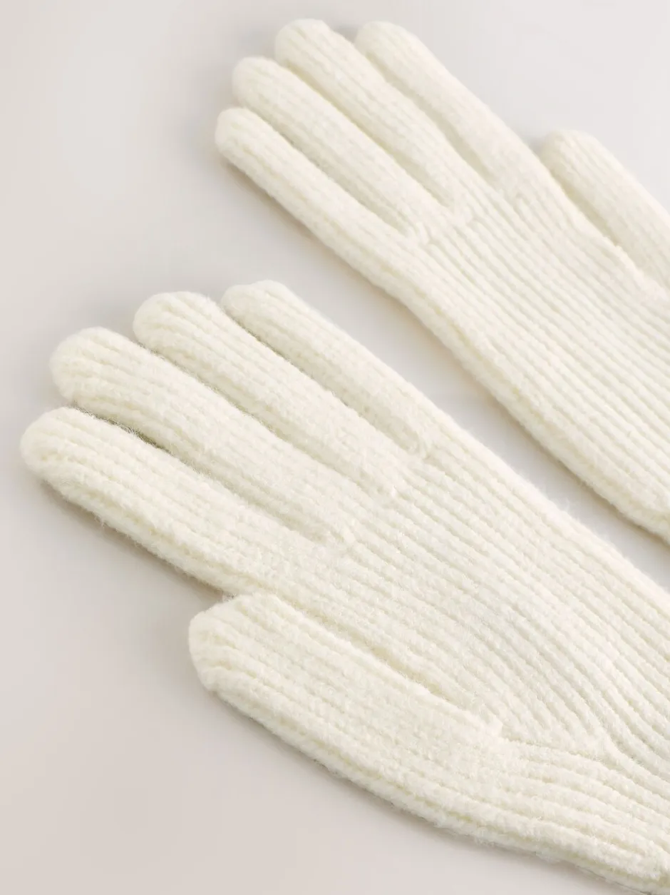 Mutsen, Handschoenen En Sjaals*Next - Geribbelde gebreide handschoenen Crème