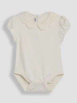 Rompertjes En Hemdjes|Jojo Maman Bébé - Broderie Collar Bodysuits Crème