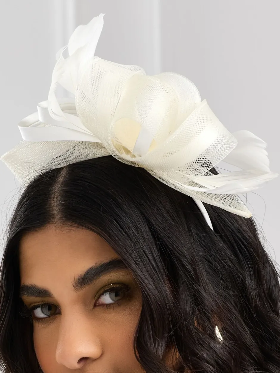 Haaraccessoires*Jon Richard - medium Fascinator hoofdband Crème