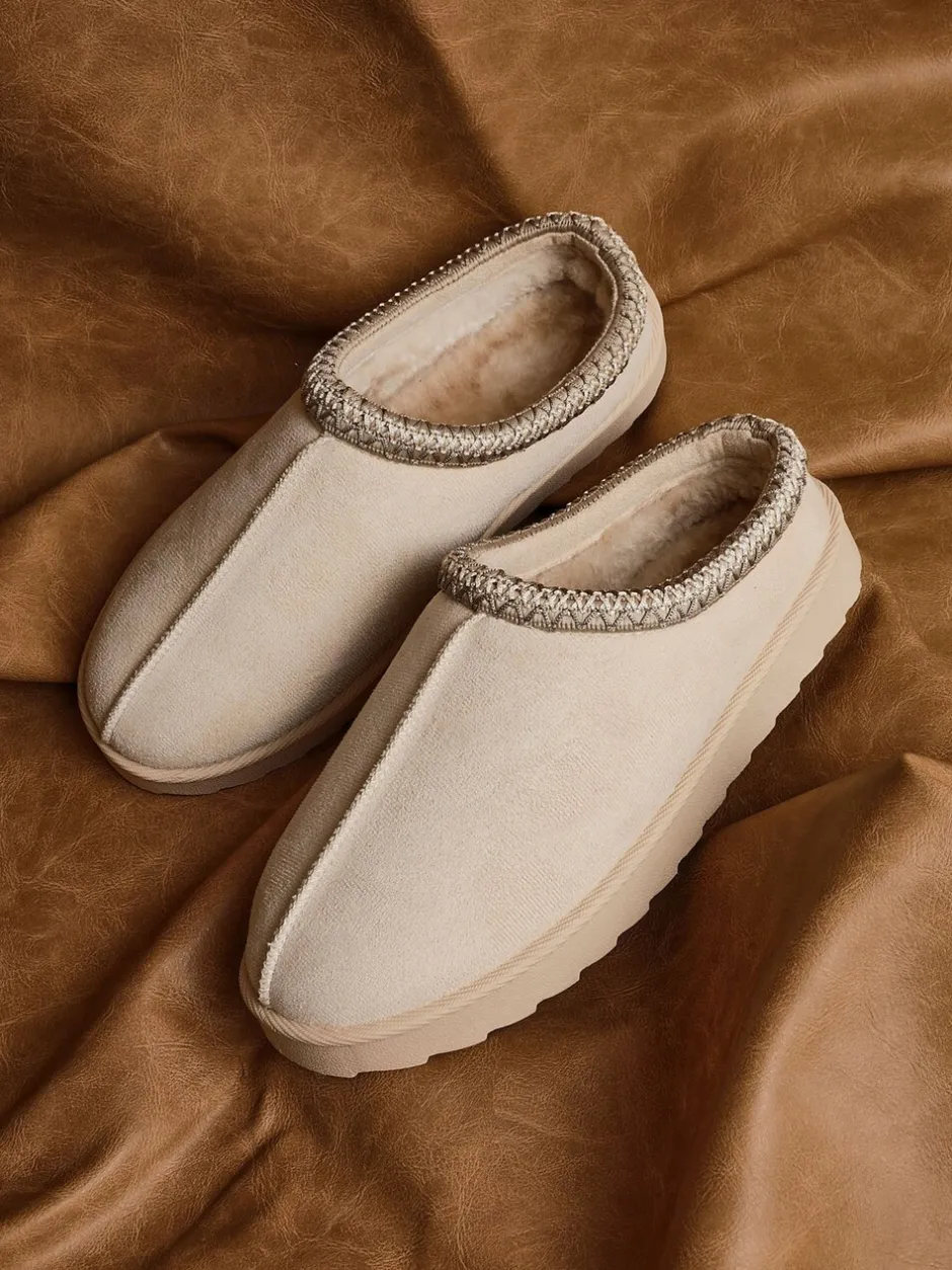 Pantoffels*Linzi - Tana Faux Suede Slip-On Slippers Crème